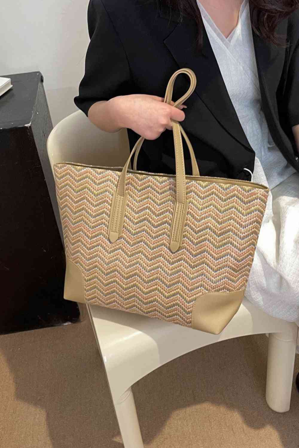 Chevron Straw Tote Bag - BloomBliss.com