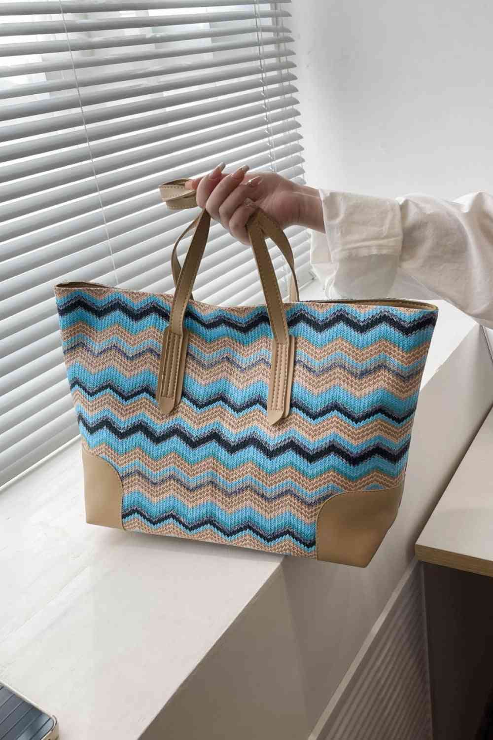 Chevron Straw Tote Bag - BloomBliss.com