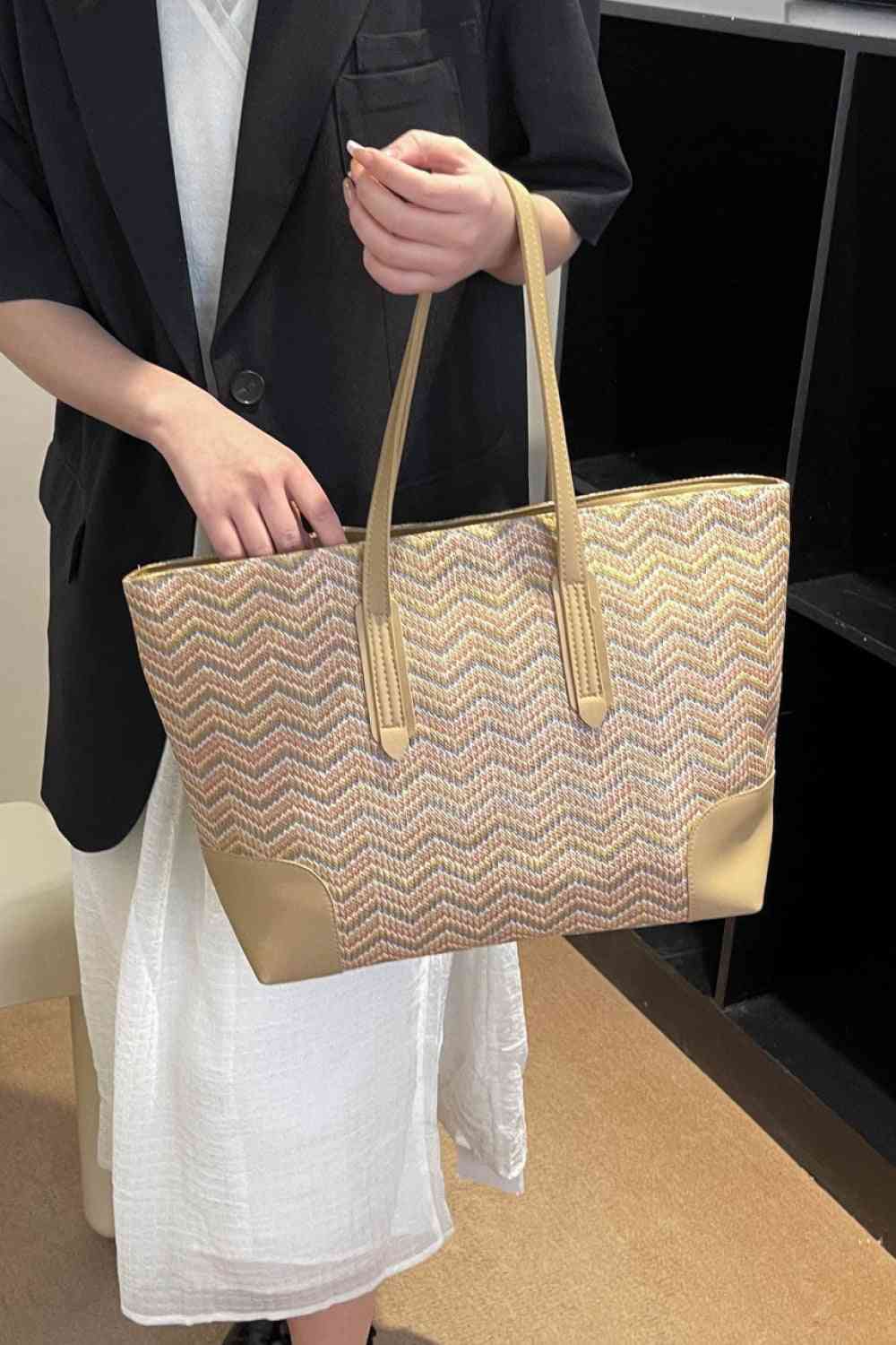 Chevron Straw Tote Bag - BloomBliss.com