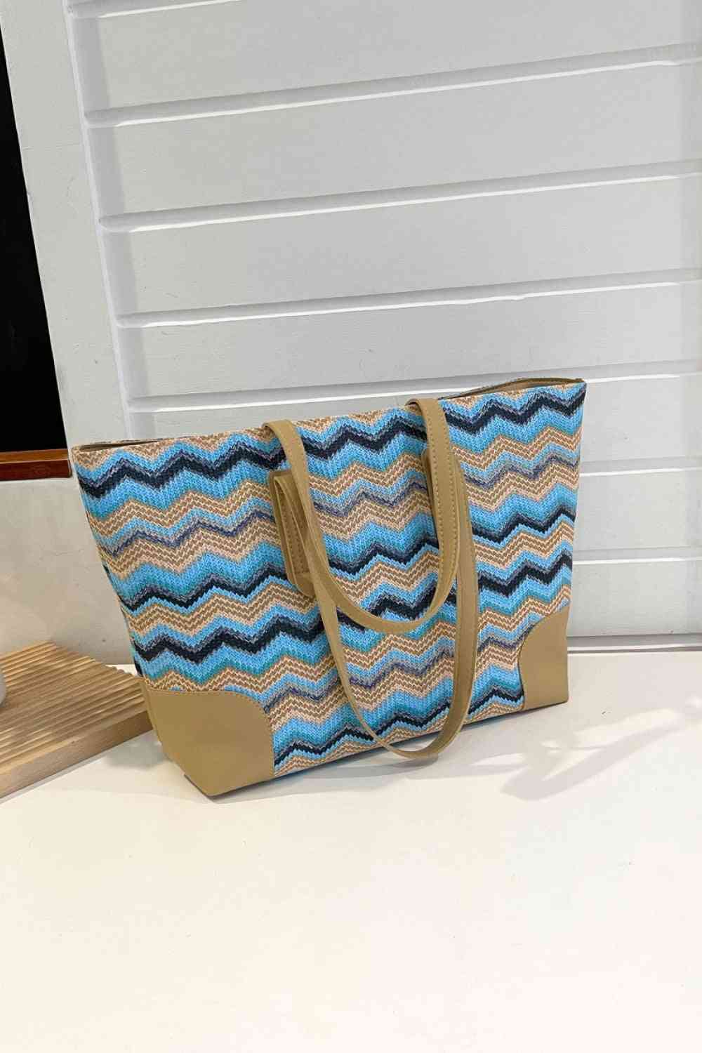 Chevron Straw Tote Bag - BloomBliss.com