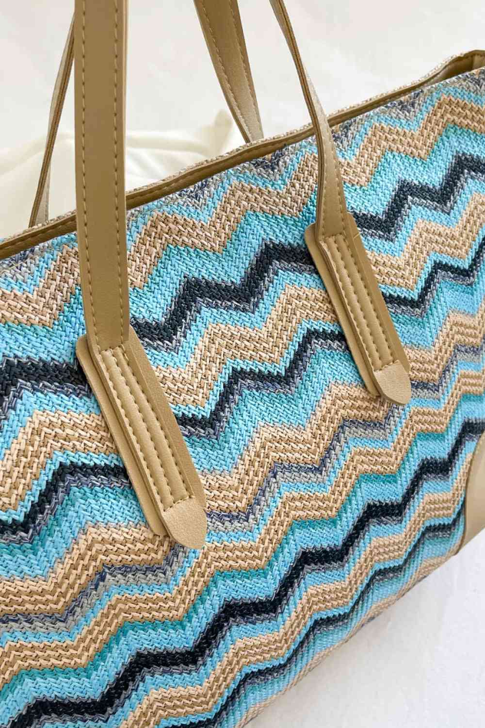 Chevron Straw Tote Bag - BloomBliss.com