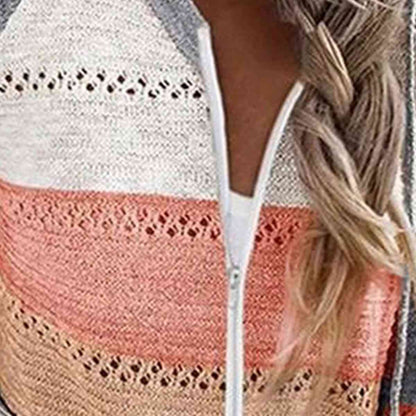 Color Block Drawstring Hooded Sweater - BloomBliss.com