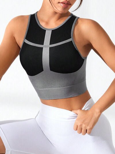 Color Block Round Neck Active Tank - BloomBliss.com