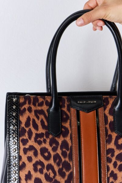 David Jones Leopard Contrast Rivet Handbag - BloomBliss.com