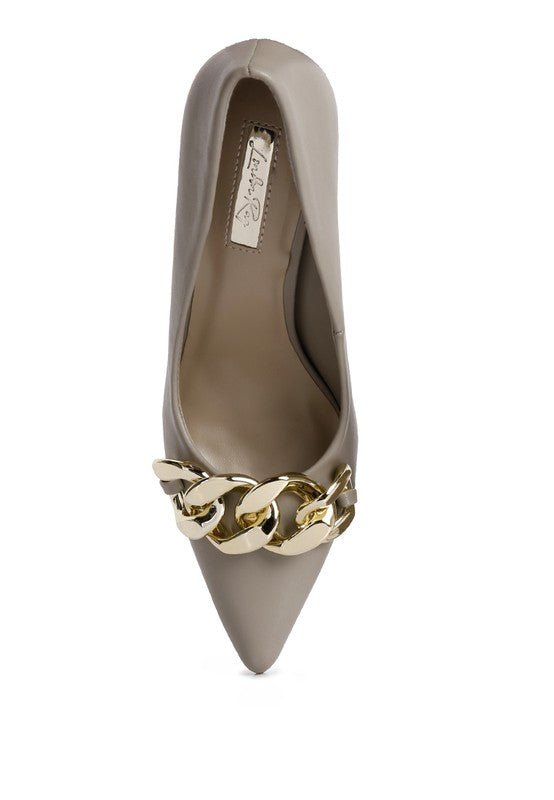 Fontana Grey Chain Detail High Heeled Sandals - BloomBliss.com