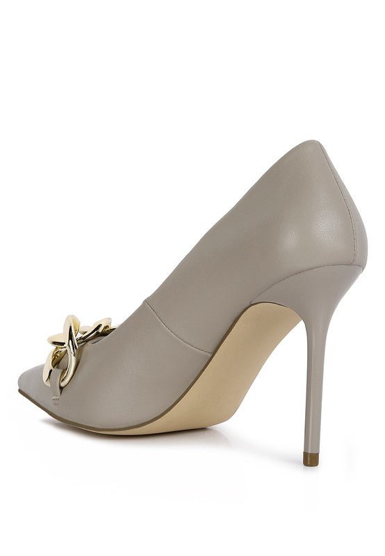 Fontana Grey Chain Detail High Heeled Sandals - BloomBliss.com