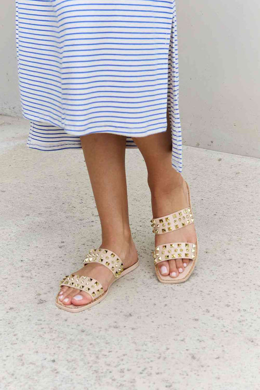 Forever Link Studded Double Strap Slide Jelly Sandal - BloomBliss.com