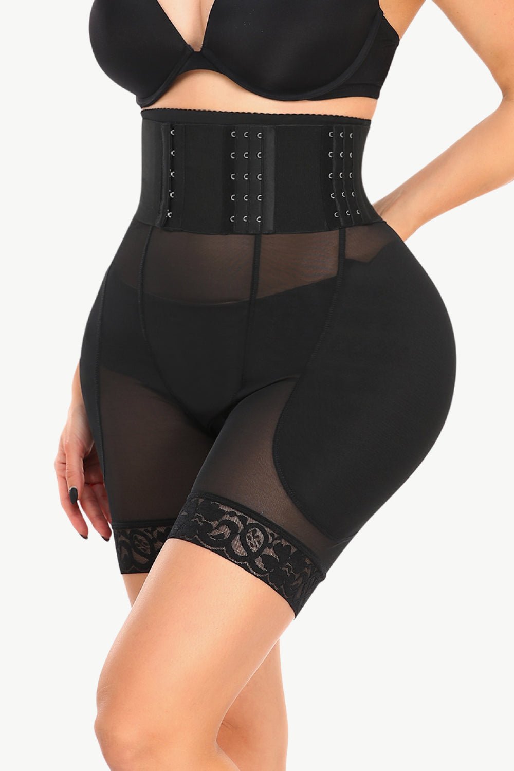 Full Size Breathable Lace Trim Shaping Shorts - BloomBliss.com