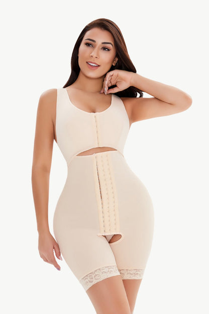 Full Size Cutout Lace Detail Hook-and Eye Shaping Shorts - BloomBliss.com