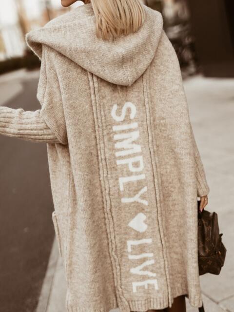 Full Size SIMPLY LIVE Hooded Cardigan - BloomBliss.com