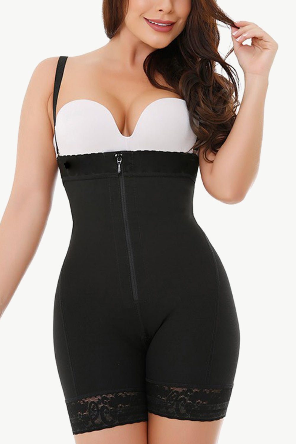 Full Size Zip Up Under-Bust Shaping Bodysuit - BloomBliss.com