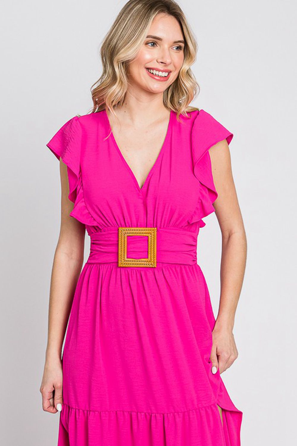 GeeGee Fancy Fizz Plus Size Tiered Side Slit Maxi Dress - BloomBliss.com