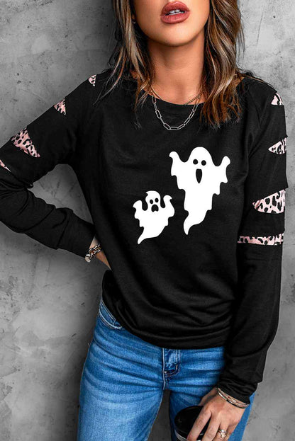 Ghost Graphic Round Neck Sweatshirt - BloomBliss.com