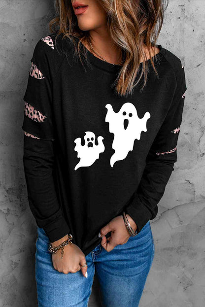Ghost Graphic Round Neck Sweatshirt - BloomBliss.com