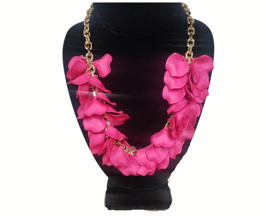 Hot Pink Earrings and Petals Necklace Set - BloomBliss.com