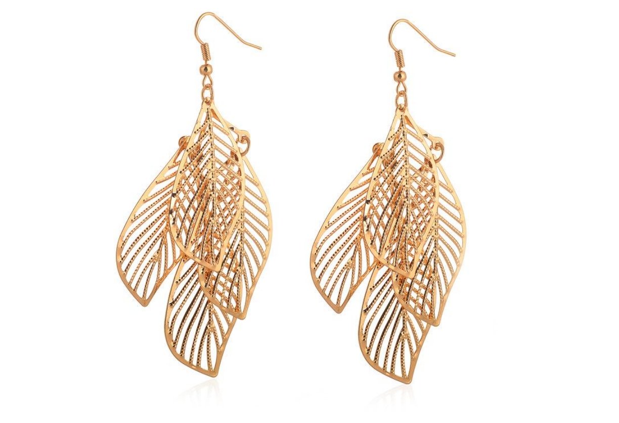 Layered Leaf Earrings - BloomBliss.com