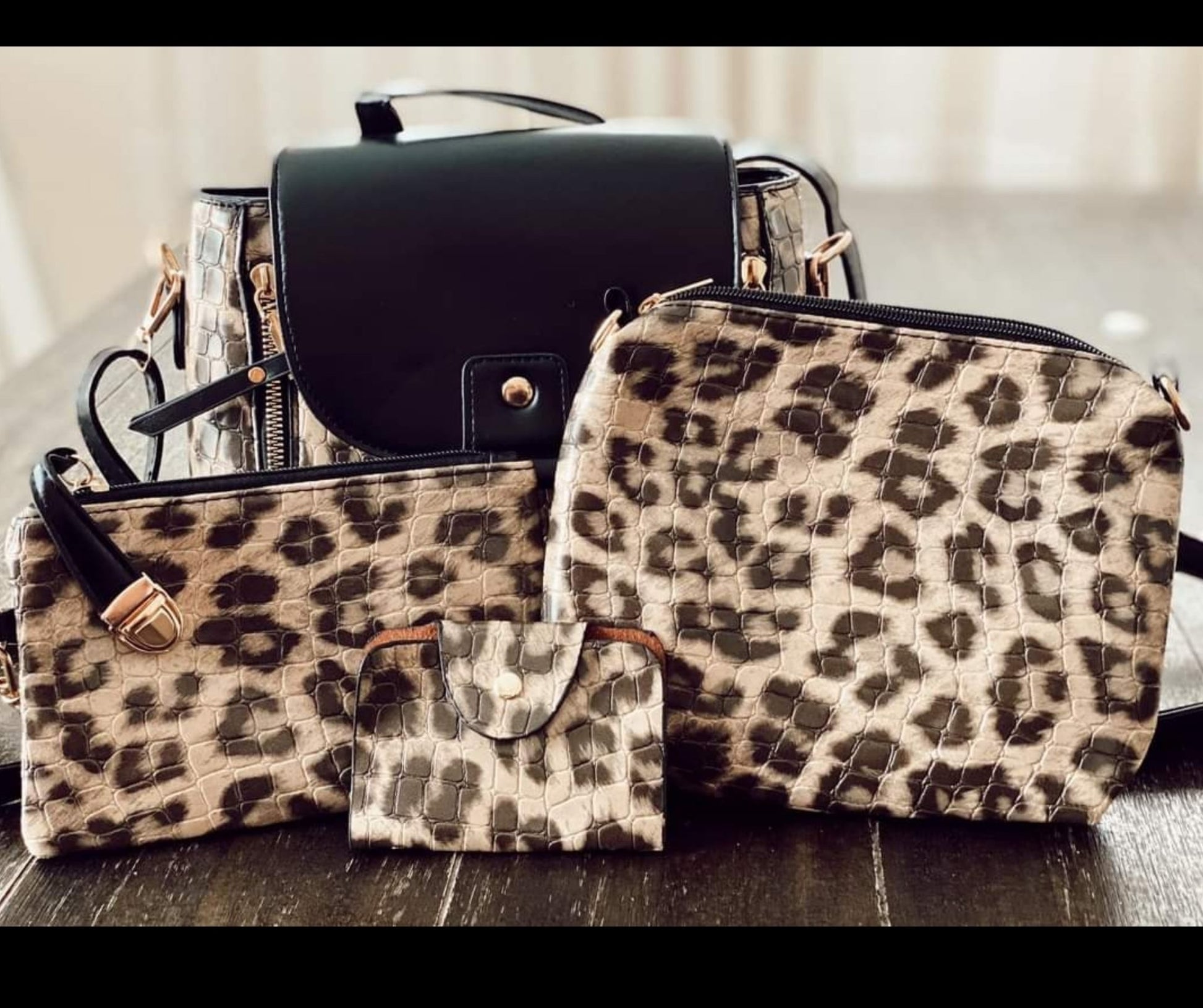 Leopard Shoulder Bag 4 piece Set - BloomBliss.com