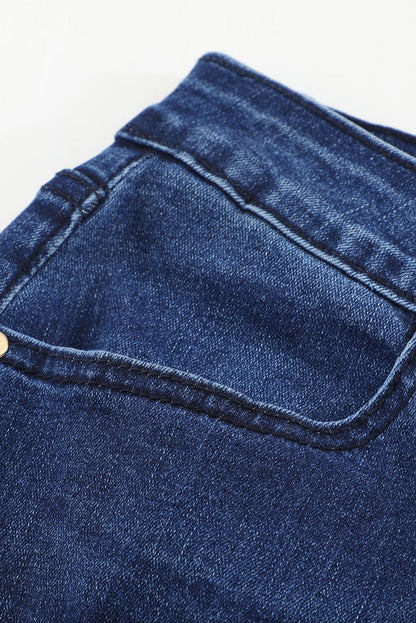 Mid-Rise Waist Distressed Skinny Jeans - BloomBliss.com