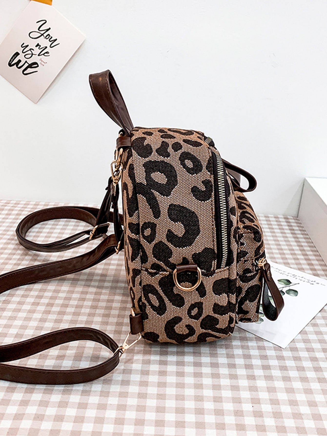Mini Leopard Print Double Zipper Backpack - BloomBliss.com