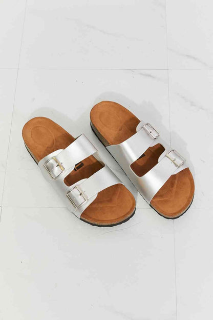 MMShoes Best Life Double-Banded Slide Sandal in Silver - BloomBliss.com