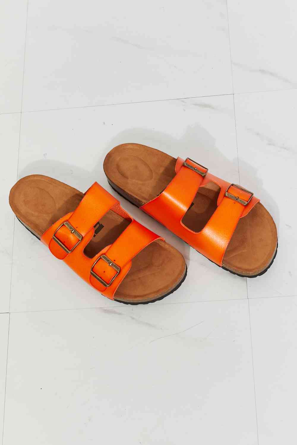 MMShoes Feeling Alive Double Banded Slide Sandals in Orange - BloomBliss.com