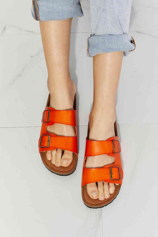 MMShoes Feeling Alive Double Banded Slide Sandals in Orange - BloomBliss.com