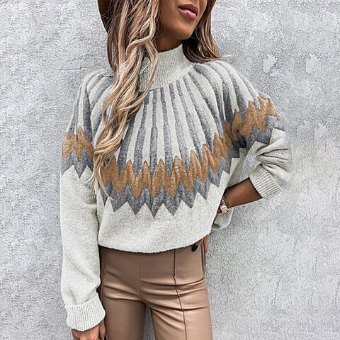 Mock Neck Long Sleeve Sweater - BloomBliss.com