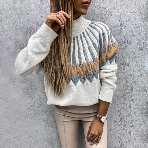 Mock Neck Long Sleeve Sweater - BloomBliss.com