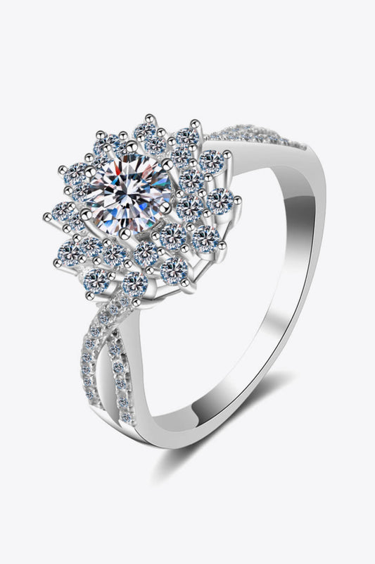 Moissanite Flower-Shape Split Shank Ring - BloomBliss.com