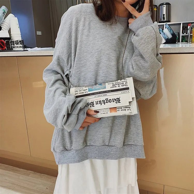 Newspapers modeling day clutch bags letter envelope bag casual shoulder bag purse evening bags with clothing wallet - BloomBliss.com