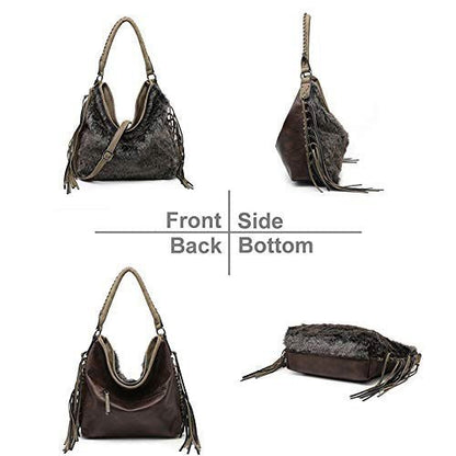 Oversize Hobo Bag for Women Fringe Fur purse - BloomBliss.com
