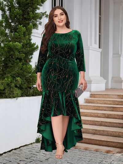 Plus Size Ruffle Hem High-Low Dress - BloomBliss.com