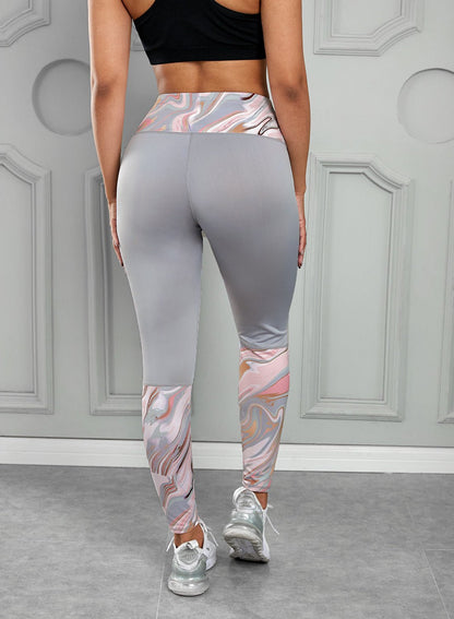 Printed Wide Waistband Active Leggings - BloomBliss.com