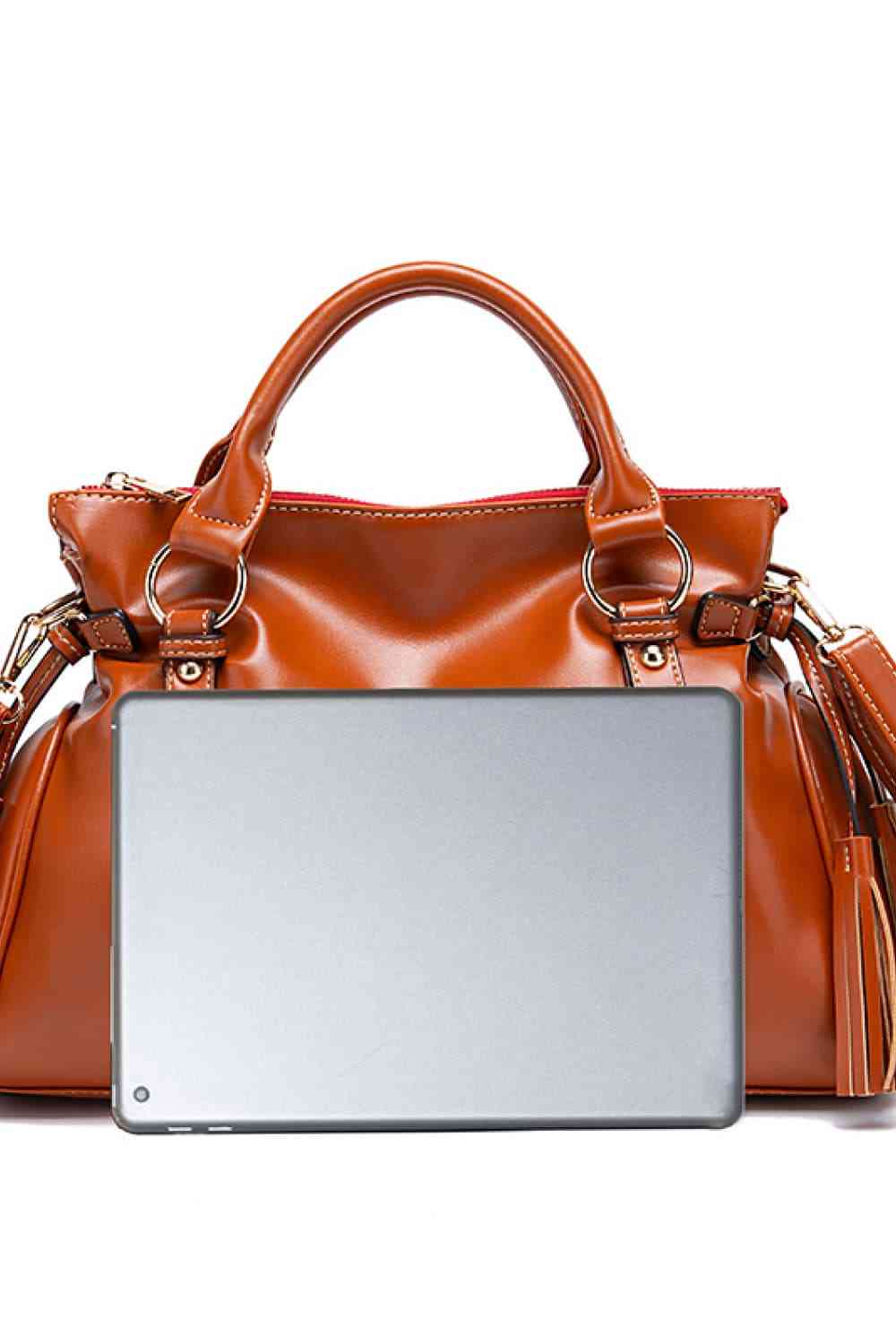 PU Leather Handbag with Tassels - BloomBliss.com