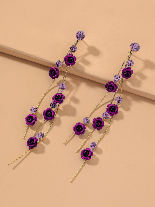 Violet Flower Drop Earrings - BloomBliss.com