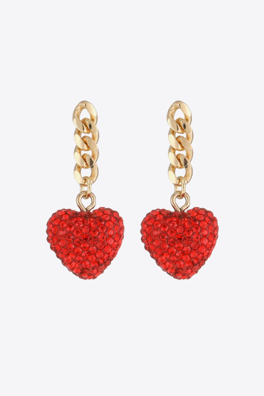 Rhinestone Heart Chain Drop Earrings - BloomBliss.com
