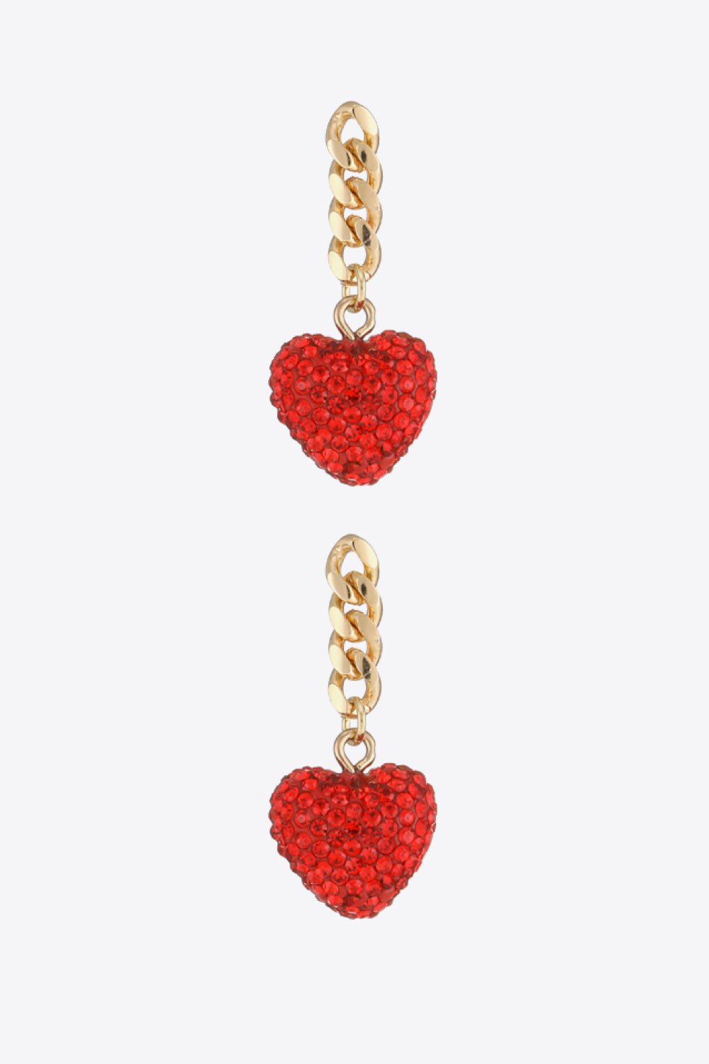 Rhinestone Heart Chain Drop Earrings - BloomBliss.com