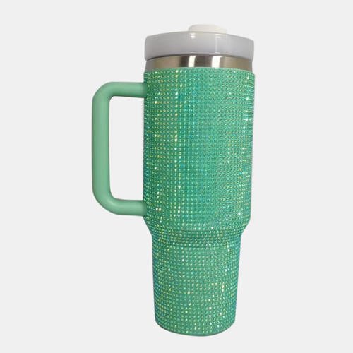 Rhinestone Stainless Steel Tumbler with Straw - BloomBliss.com