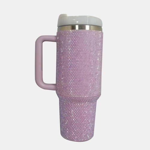 Rhinestone Stainless Steel Tumbler with Straw - BloomBliss.com