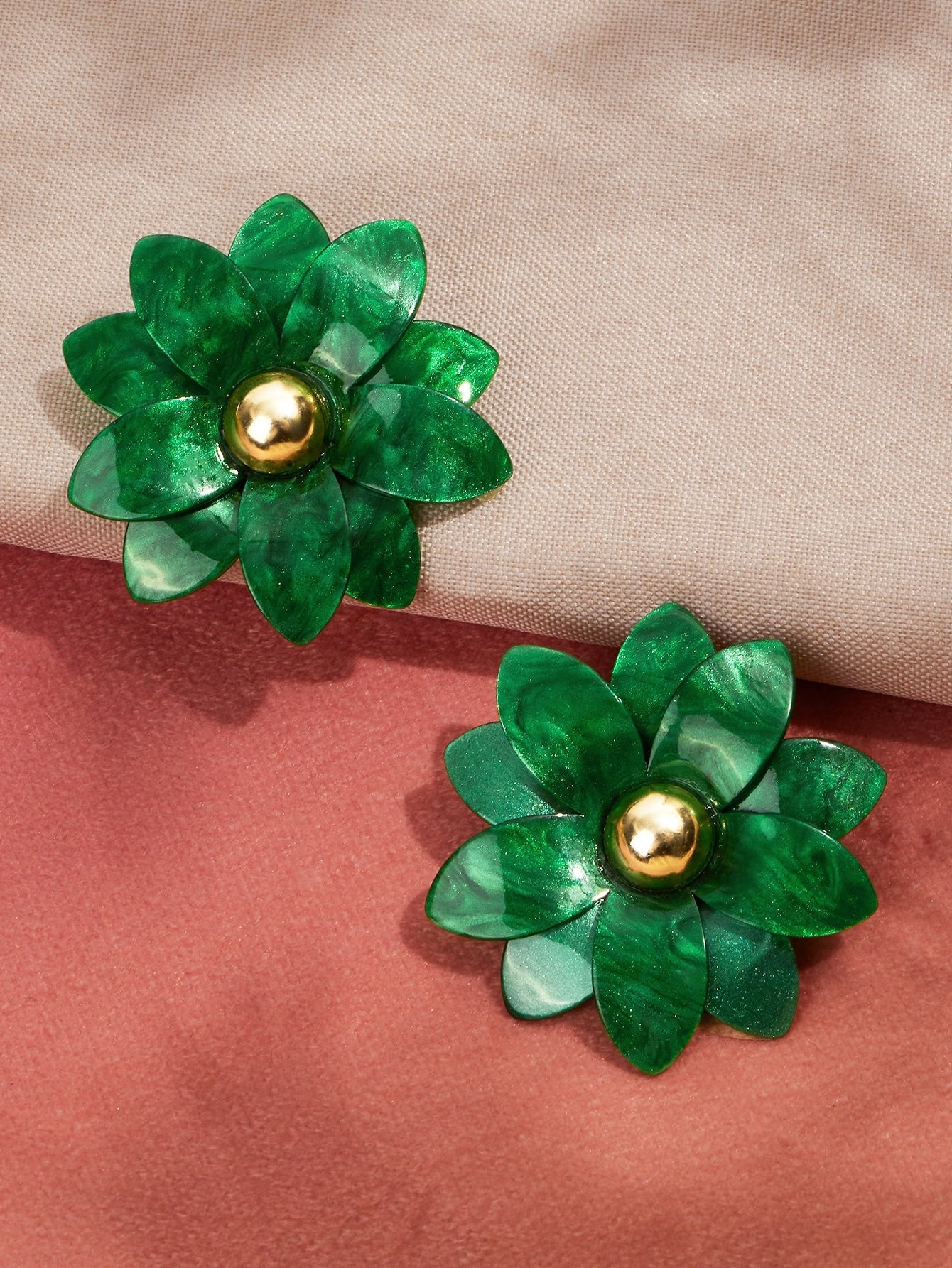 Royal Green Flower Earrings - BloomBliss.com