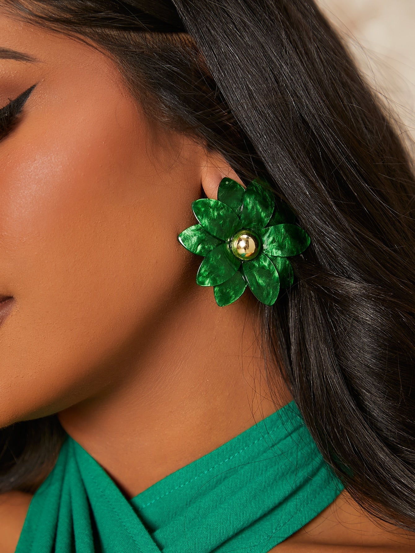 Royal Green Flower Earrings - BloomBliss.com