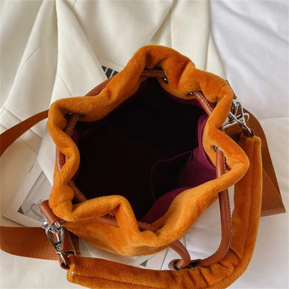 Trendy Brand Designer VELOUR Bucket Shoulder Crossbody Bags Women Handbags and Purse 2023 New Lady&#39;s Messenger Bags High Quality - BloomBliss.com