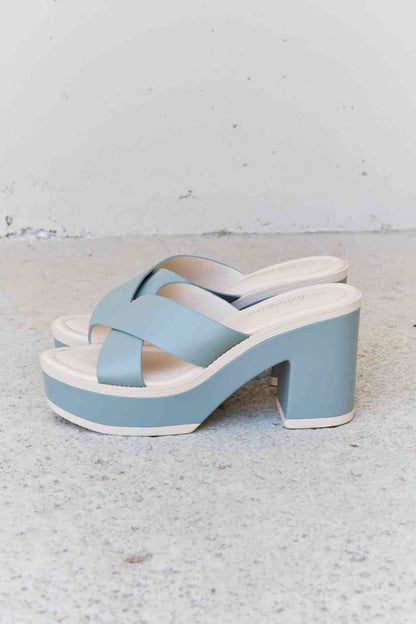 Weeboo Cherish The Moments Contrast Platform Sandals in Misty Blue - BloomBliss.com