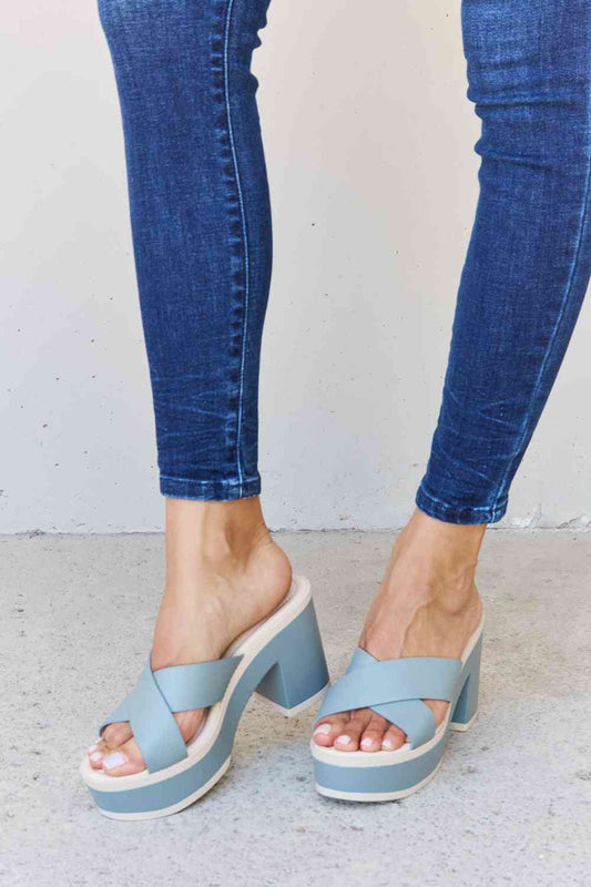 Weeboo Cherish The Moments Contrast Platform Sandals in Misty Blue - BloomBliss.com